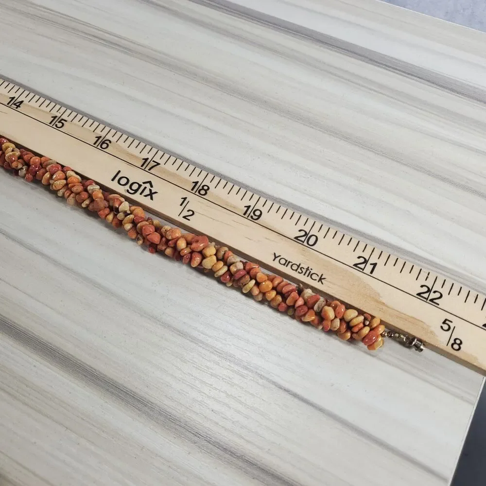 Vintage Lee Sands Inlaid Lion Pendant Statement Necklace Coral Orange 9" 22" - Picture 12 of 12